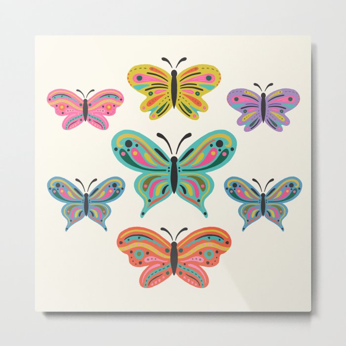 Colorful Butterflies Metal Print