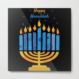 Hanukkah 2021 Candles Menorah Happy Hanukkah Metal Print