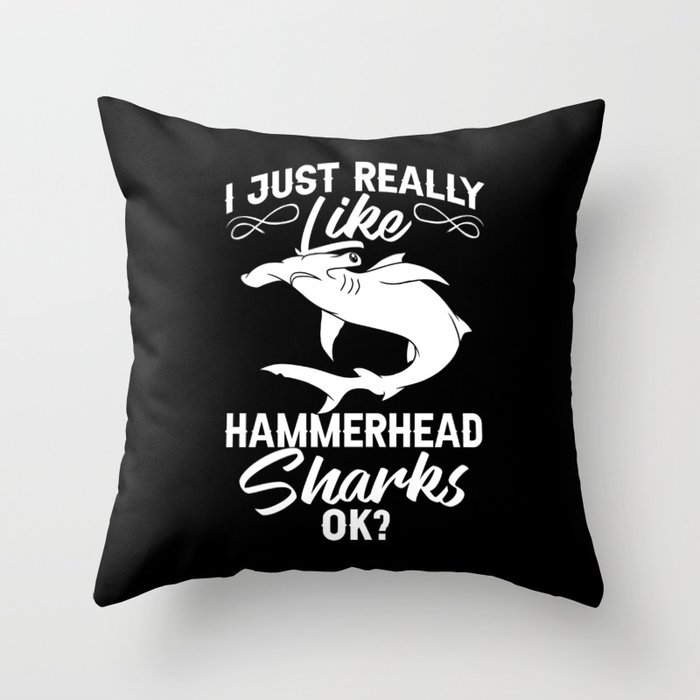 Hammerhead Shark Head Tooth Funny Throw Pillow