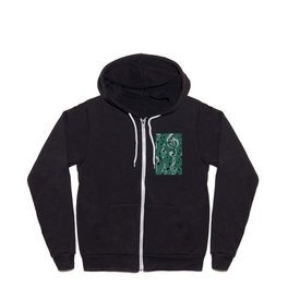 Flying Music Notes and clef green Background Zip Hoodie