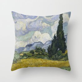 Wheatfield with Cypresses Throw Pillow