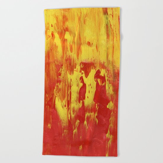Yellow and Red make Orange Abstract Beach Towel