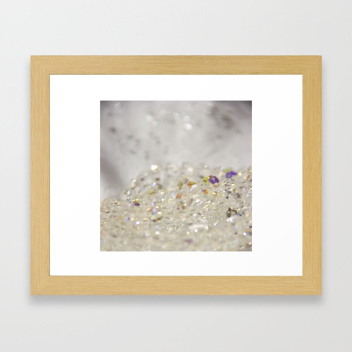 White Crystals Bokeh Framed Art Print