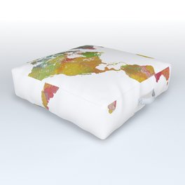 Map of the World - Watercolor 5 Outdoor Floor Cushion