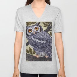 White Faced Owl V Neck T Shirt
