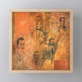 Affectionate Men II (Sepia & Copper Leaf)  Framed Mini Art Print