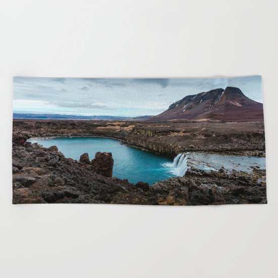 Lake Mountain sky blue Beach Towel