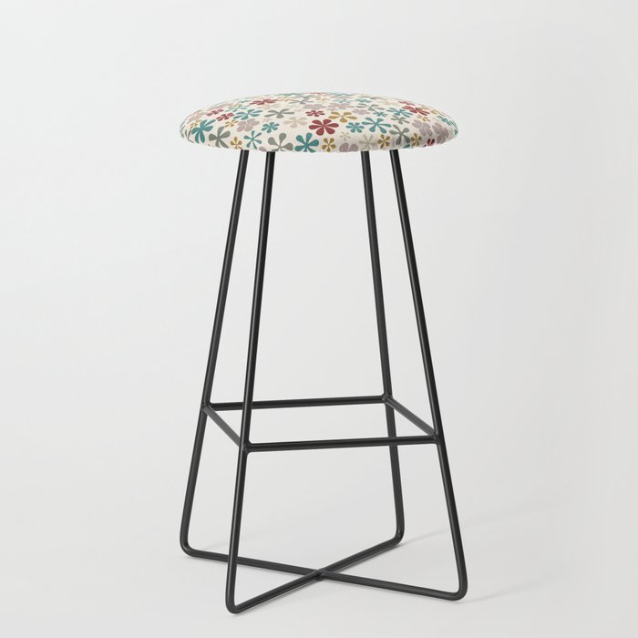 barn red mustard yellow cream harvest florals eclectic daisy print ditsy florets Bar Stool
