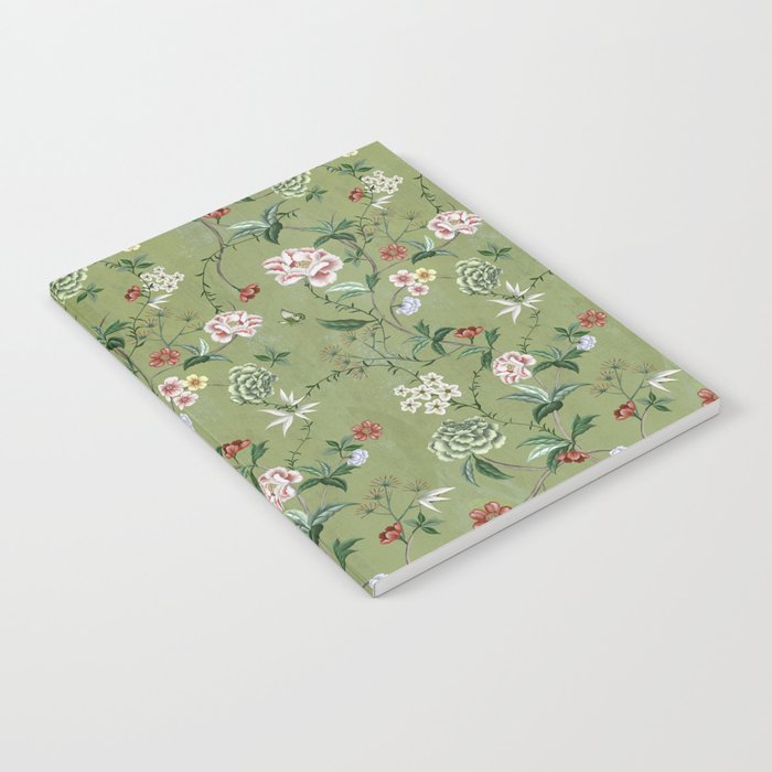 Chinoiserie Regency green, florals Notebook