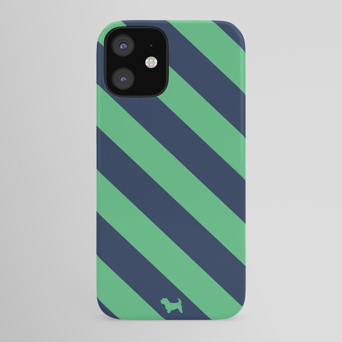 Preppy & Classy, Navy Blue / Green Striped iPhone Case
