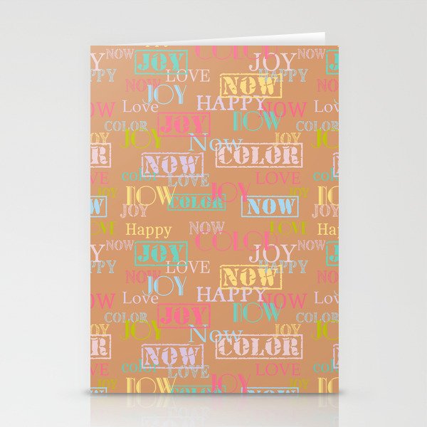 Enjoy The Colors - Colorful typography modern abstract pattern on Copper Bronze color background  Stationery Cards