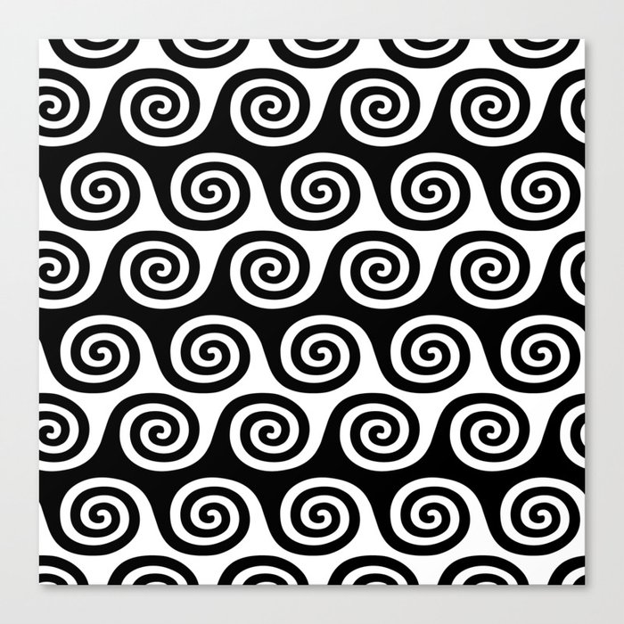 Mid Century Modern Wave Pattern Black & White Canvas Print by Tony