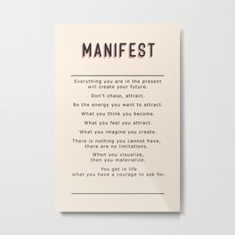 Manifest Affirmation List Print Metal Print | Dailyaffirmations, Lawofattraction, Positive, Typographicprint, Universequotes, Stoic, Trendyprints, Manifestationprints, Danishpastel, Graphicdesign 