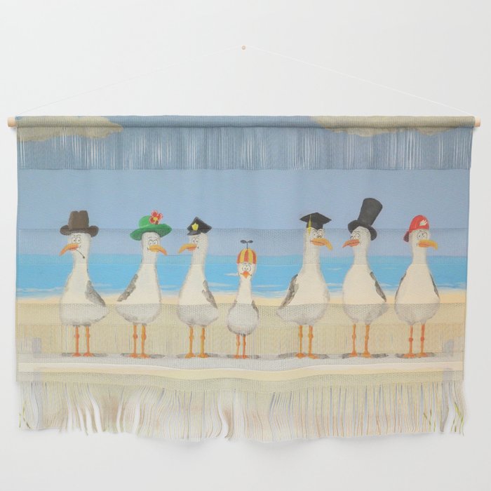 Seagulls with Hats Wall Hanging