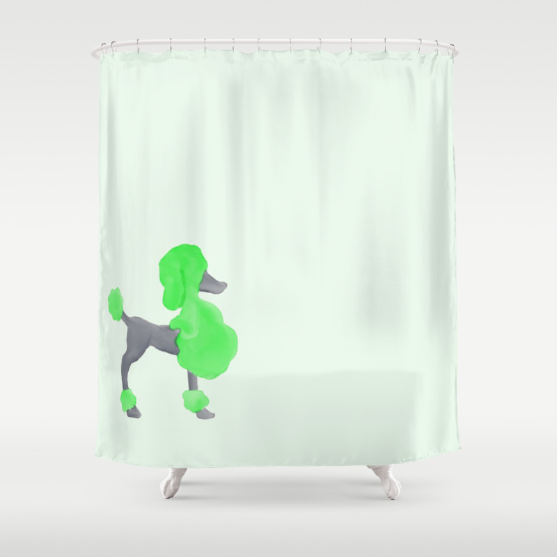 Little Green Poodle Shower Curtain By Tejsfuzzyprints Society6