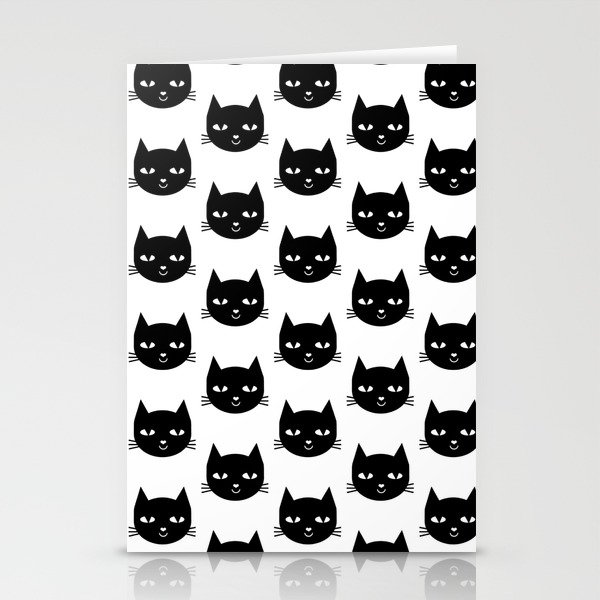 Cat Head - Black and White, Minimal, Monochrome, Animal, Kitty Simple Design Stationery Cards