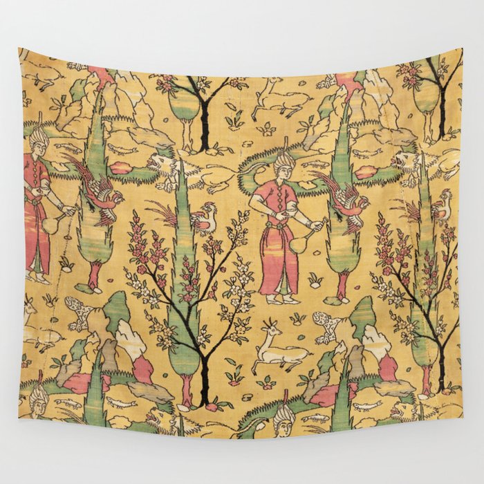 Vintage Landscape with Wine Bearers, Trees and Animals Wall Tapestry