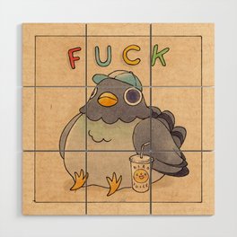 'Fuck' Pigeon 01 Wood Wall Art