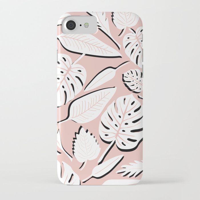 Monstera white & pink iPhone Case