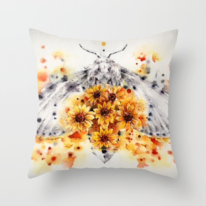 The Butterfly Yellow Flower Throw Pillow