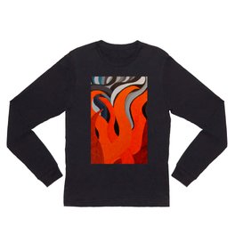 Battle of the Elements: Fire Long Sleeve T Shirt | Warmth, Elements, Nature, Warm, Heat, Lit, Flaming, Fireplace, Colorful, Abstract 