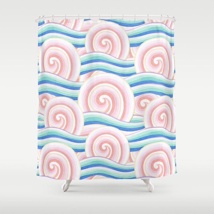 Pastel Auspicious Waves Shower Curtain