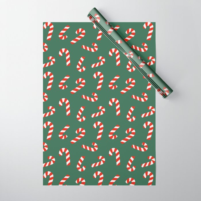 Candy Canes - Green Wrapping Paper by Lathe and Quill