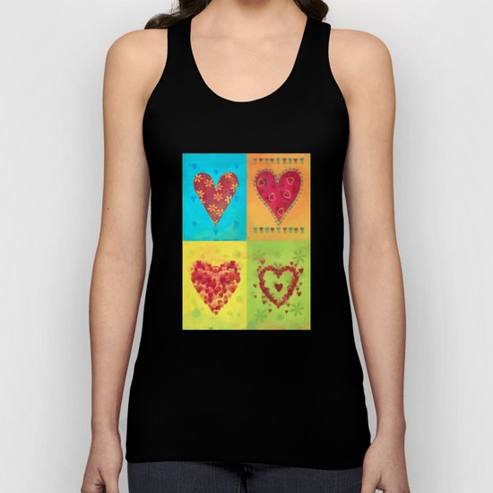 Colorful hearts pattern Unisex Tank Top