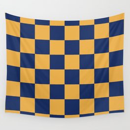 Checkers blue and yellow Wall Tapestry
