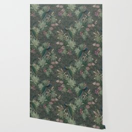 Bloomartgallery_Antique green peacock botanical exotic pattern Wallpaper