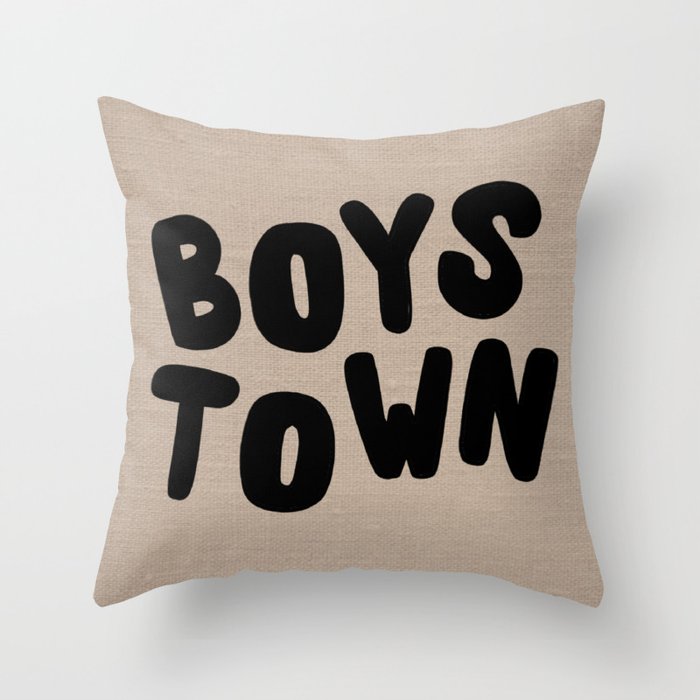 Boystown Linen Brown Throw Pillow