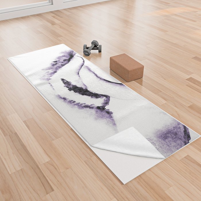 Purple Silence Mountain Range Yoga Towel