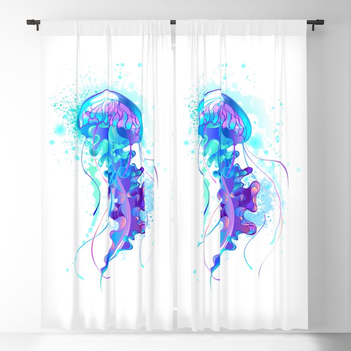 Big Blue Jellyfish Blackout Curtain