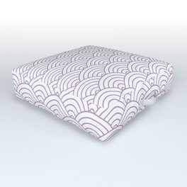 Japanese Waves Pattern Purple on White Outdoor Floor Cushion