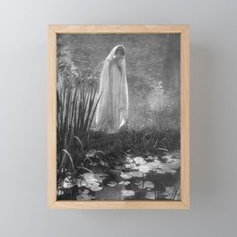 The Appartion (at the lily pond) black and white art photograph by Constant Puyo Framed Mini Art Print