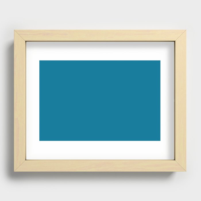Dark Blue Solid Color Pairs Pantone Fjord Blue 18-4430 TCX Shades of Blue Hues Recessed Framed Print