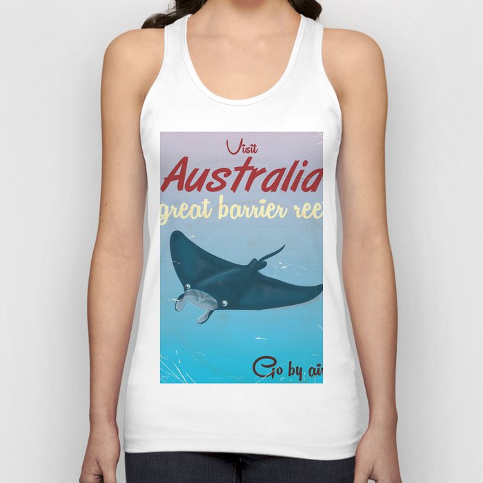 Australia great Barrier Reef Stingray vintage travel poster Tank Top