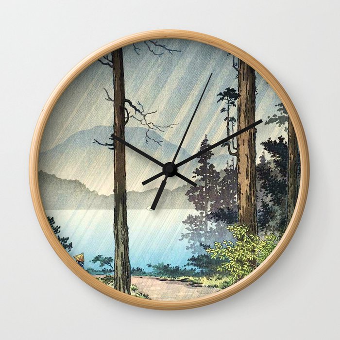 Tsuchiya Koitsu - Morning Rain in Hakone - Japanese Vintage Woodblock Painting Wall Clock