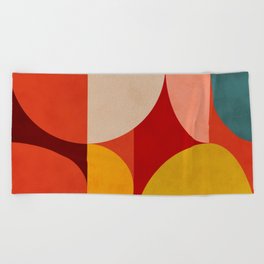 shapes of red mid century art Beach Towel
