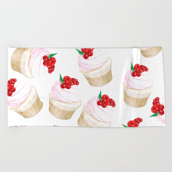 Classic Cupcakes pattern Beach Towel