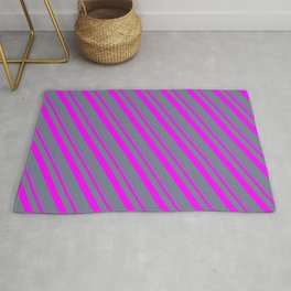 [ Thumbnail: Fuchsia and Slate Gray Colored Lines/Stripes Pattern Rug ]