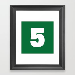 5 (White & Olive Number) Framed Art Print