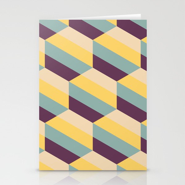 Striped Hexagons Stationery Cards