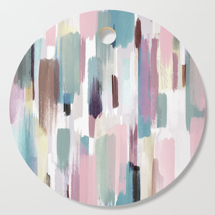Color Brushstrokes Pastel Pink Blue Cutting Board