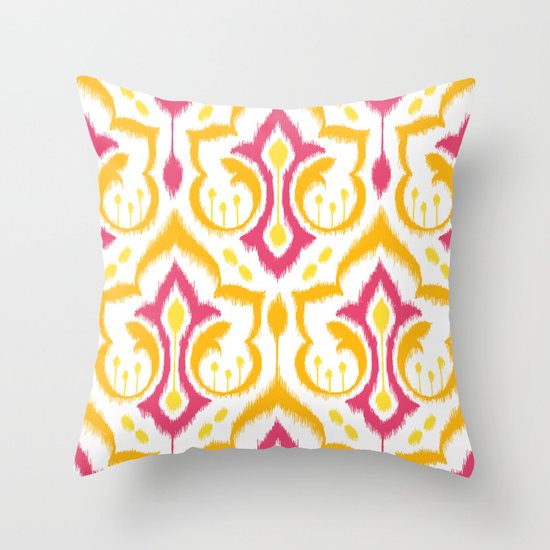 Ikat Damask - Berry Brights Throw Pillow