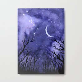 Starry Night and Moon #3 Metal Print | Esoterics, Cosmic, Cosmos, Sky, Moon, Halloween, Spiritual, Horizon, Landscape, Floral 