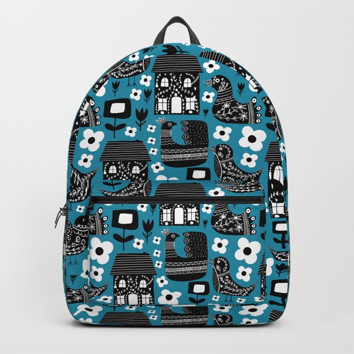 Maximalism Folk art Blue Backpack