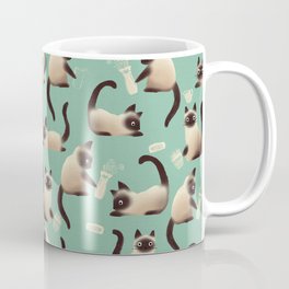 Bad Siamese Cats Knocking Stuff Over Coffee Mug