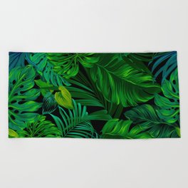 Fancy Tropical Floral Pattern Beach Towel