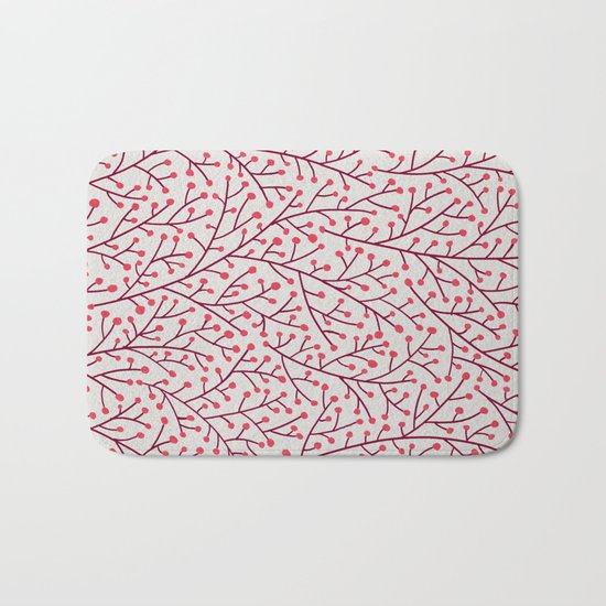 Pink Berry Branches Bath Mat